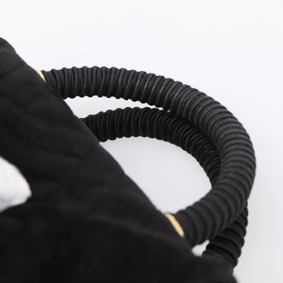 PRADA Hand Bag Suede Black Gold Auth 197809