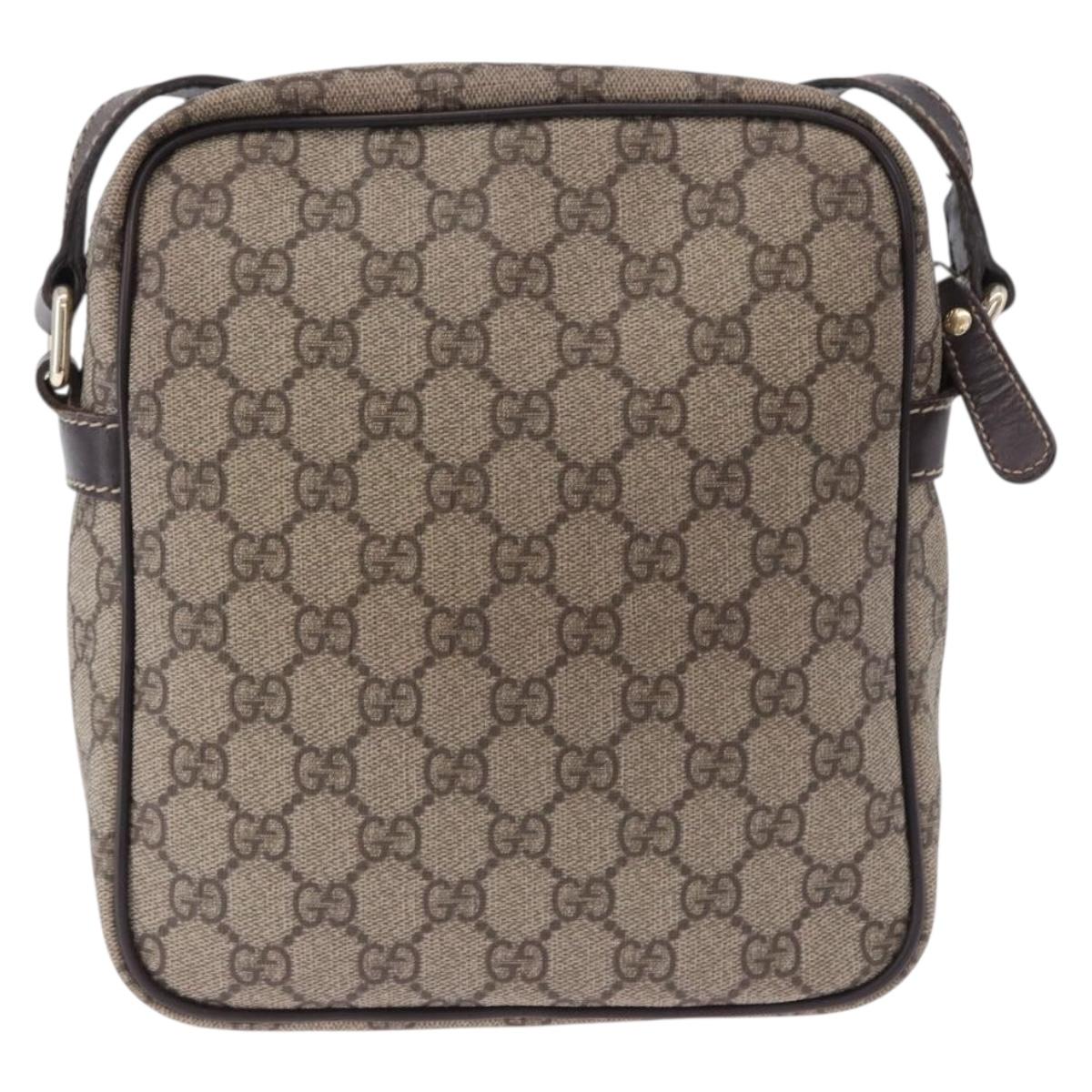 GUCCI GG Supreme Shoulder Bag PVC Beige Gold 233268 Auth 197812