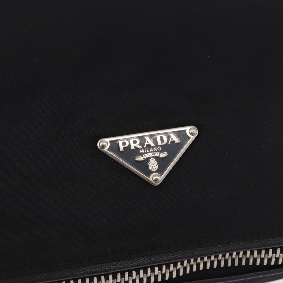PRADA Shoulder Bag Nylon Black Silver Auth 197814A