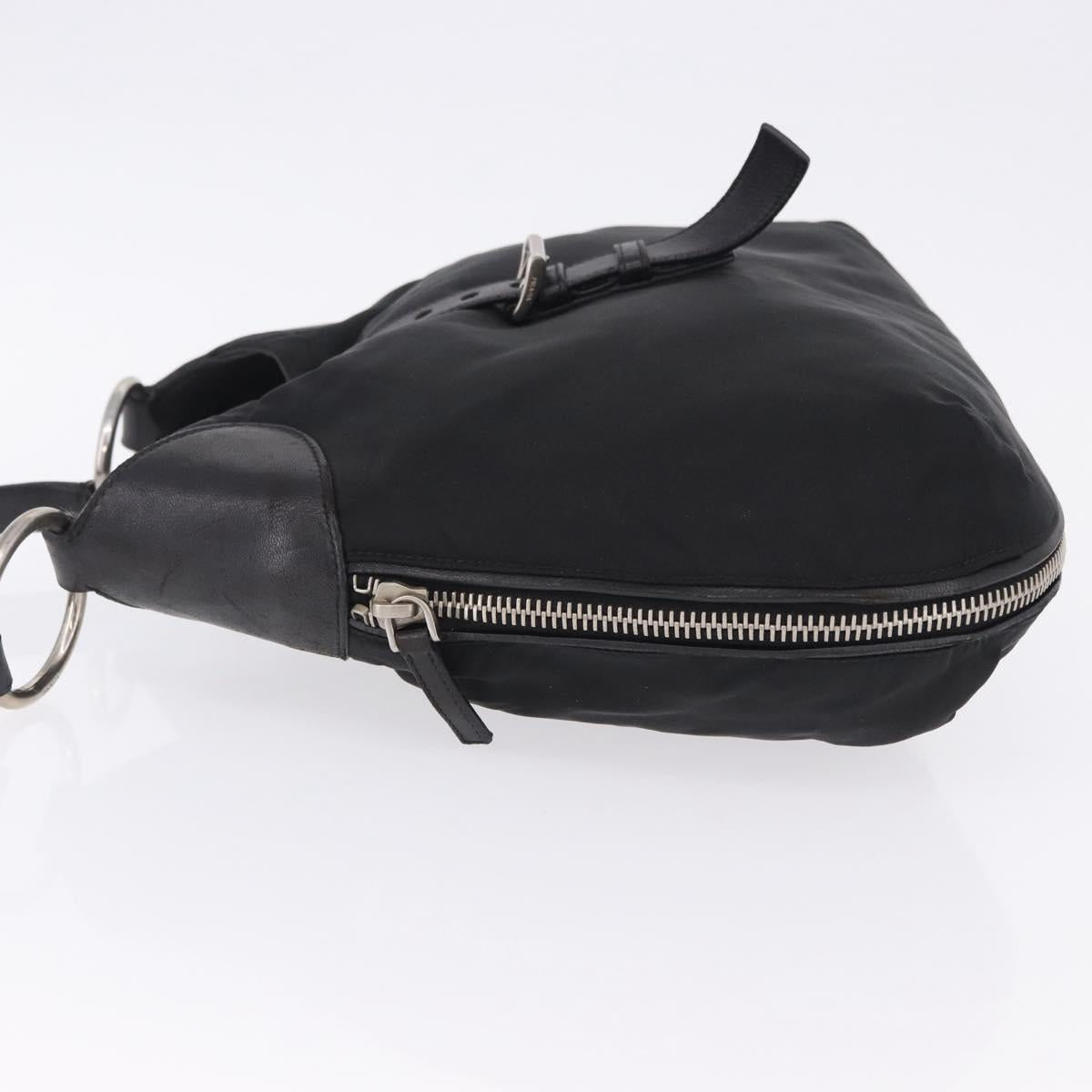 PRADA Shoulder Bag Nylon Black Silver Auth 197814A