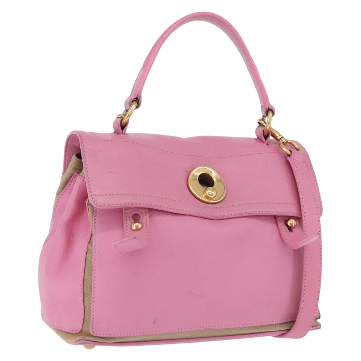 SAINT LAURENT Muse Two Hand Bag Leather 2way Pink Gold 289278 Auth 197816A
