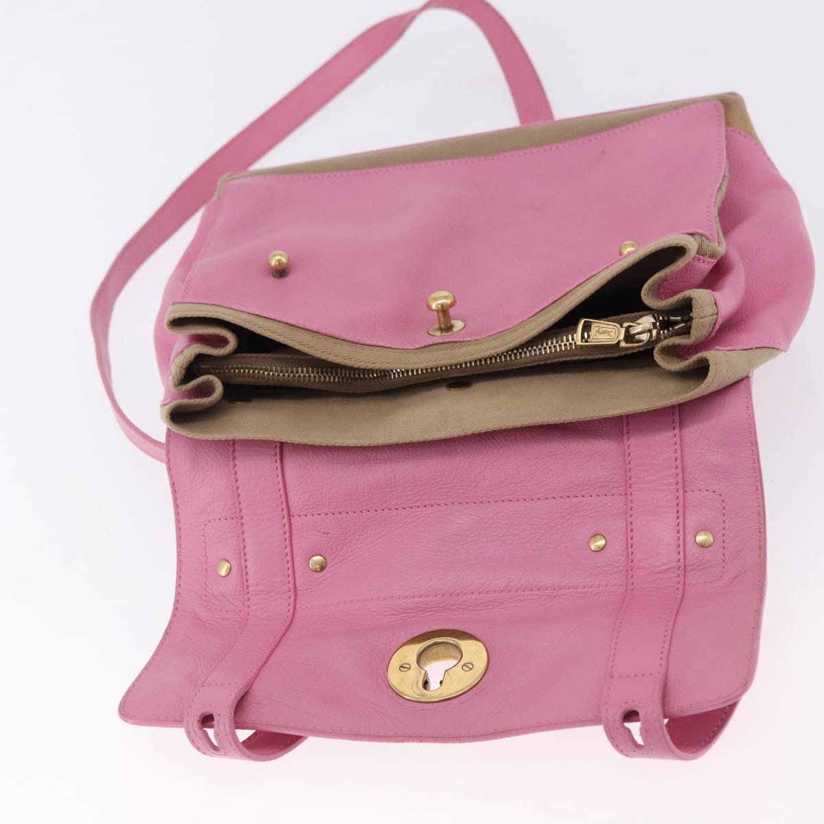 SAINT LAURENT Muse Two Hand Bag Leather 2way Pink Gold 289278 Auth 197816A