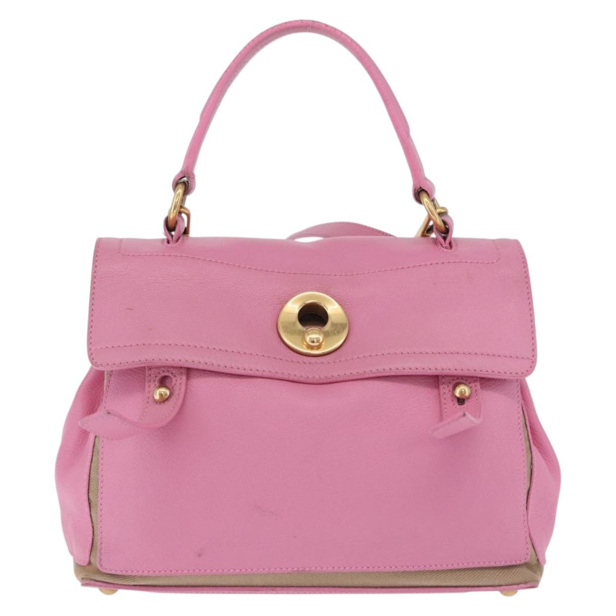SAINT LAURENT Muse Two Hand Bag Leather 2way Pink Gold 289278 Auth 197816A