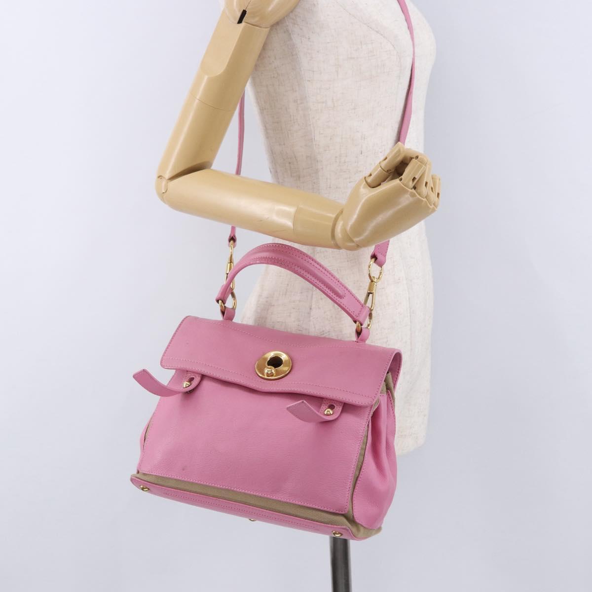 SAINT LAURENT Muse Two Hand Bag Leather 2way Pink Gold 289278 Auth 197816A