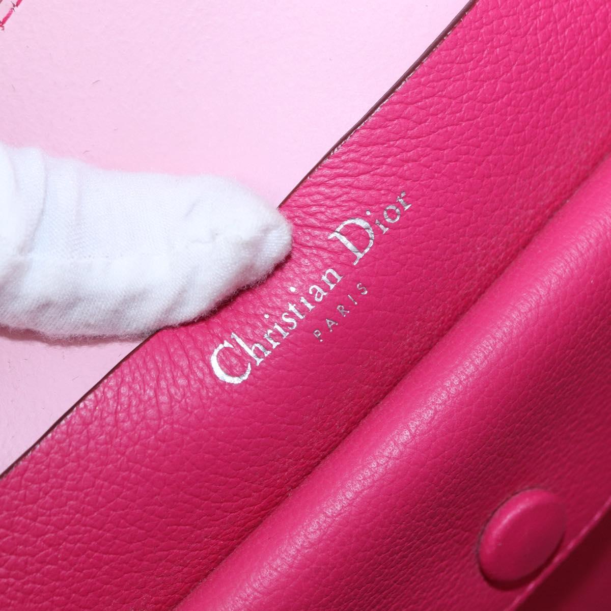 Christian Dior Tote Bag Leather Pink Silver Auth 197818