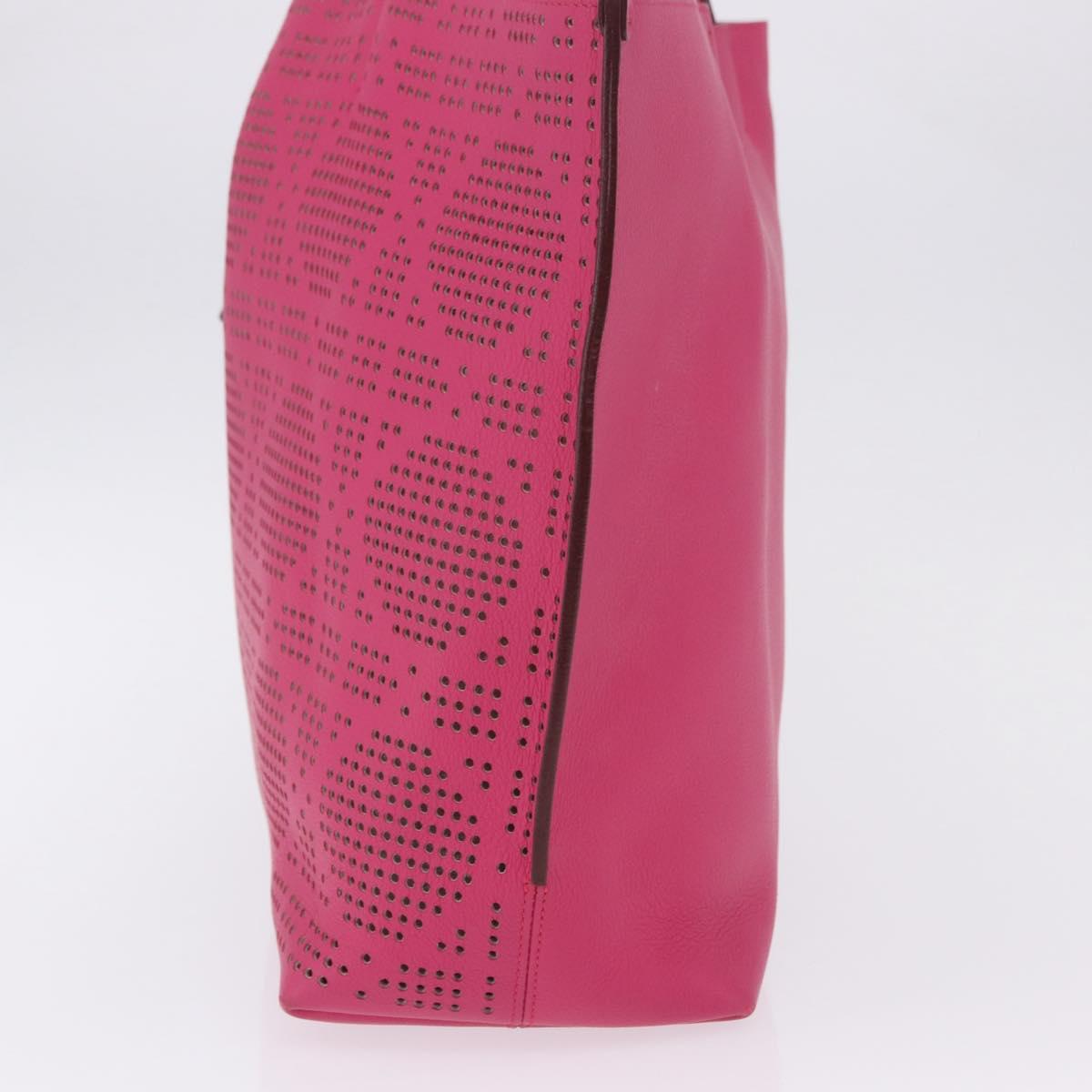 Christian Dior Tote Bag Leather Pink Silver Auth 197818