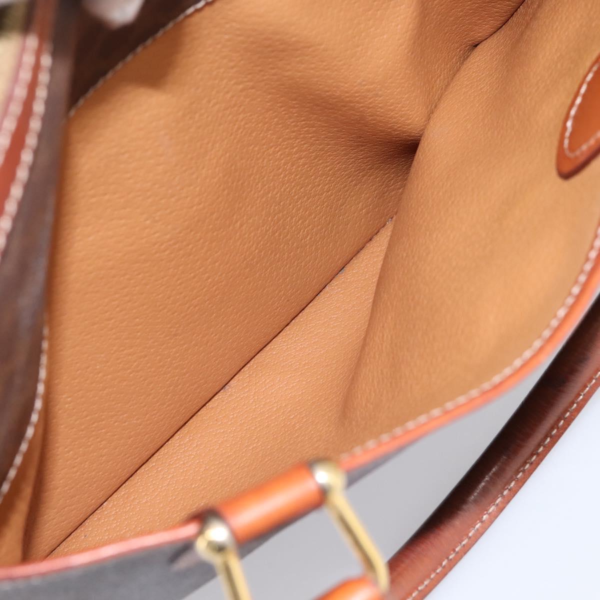 CELINE Macadam Canvas Mini Boston Bag PVC Leather Brown Gold Auth 197819A