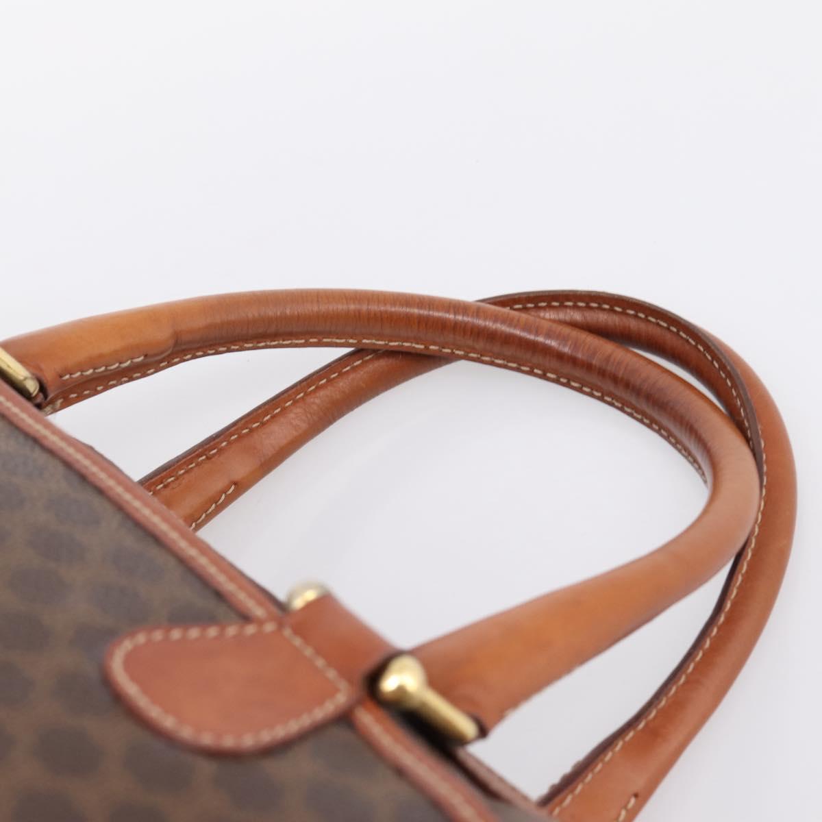 CELINE Macadam Canvas Mini Boston Bag PVC Leather Brown Gold Auth 197819A