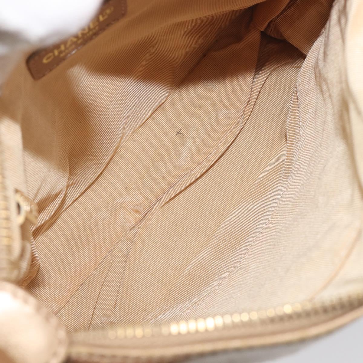 CHANEL Choco Bar Hand Bag Lamb Skin Brown Gold CC Auth 197821