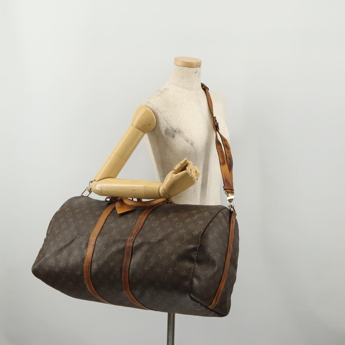 LOUIS VUITTON Monogram Keepall Bandouliere 55 Boston Bag M41414 LV Auth 197823