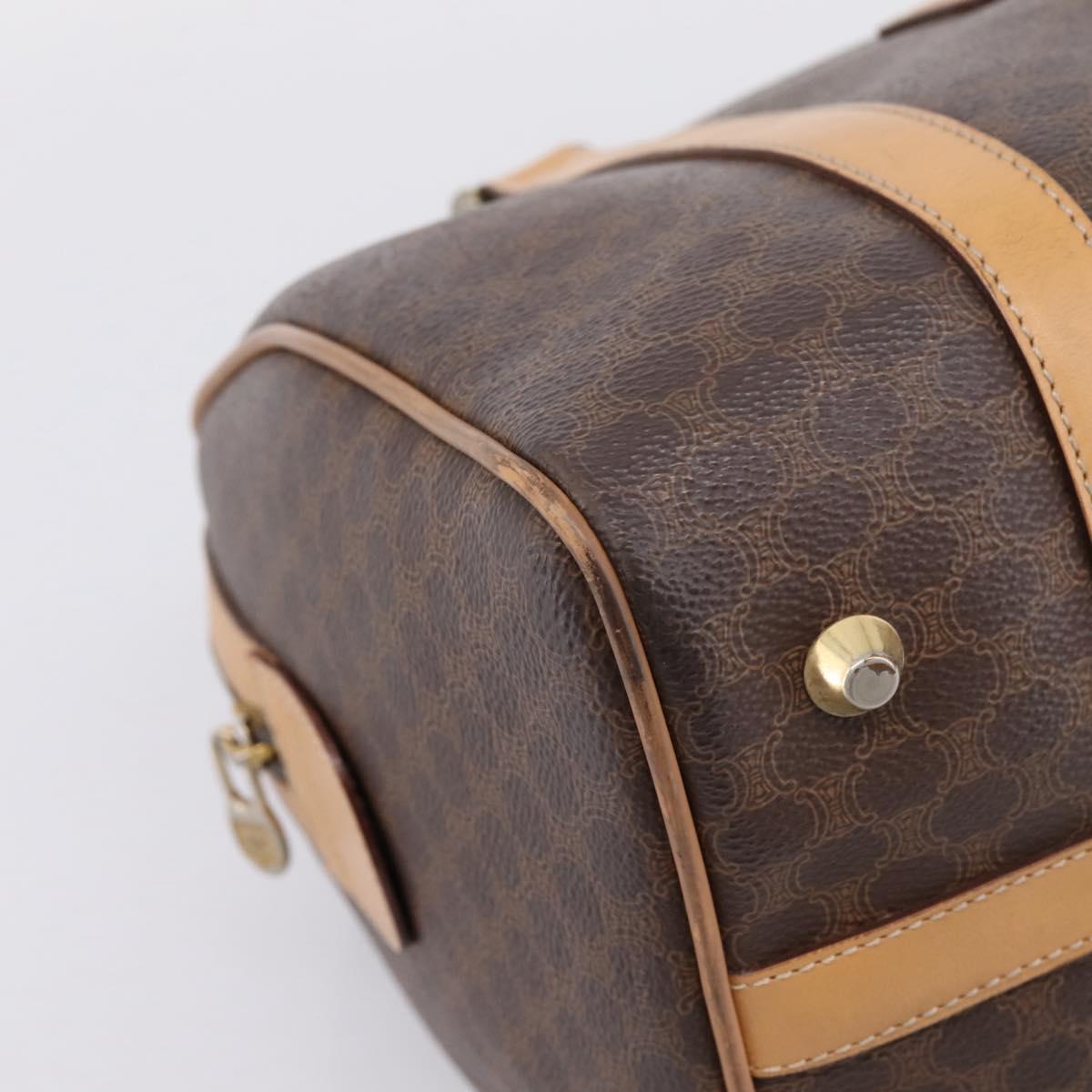 CELINE Macadam Canvas mini Boston Bag PVC Leather Brown Gold Auth 197824V