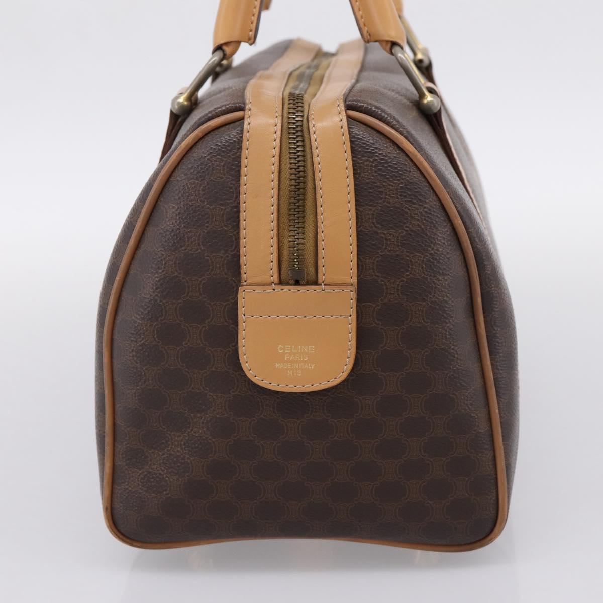 CELINE Macadam Canvas mini Boston Bag PVC Leather Brown Gold Auth 197824V