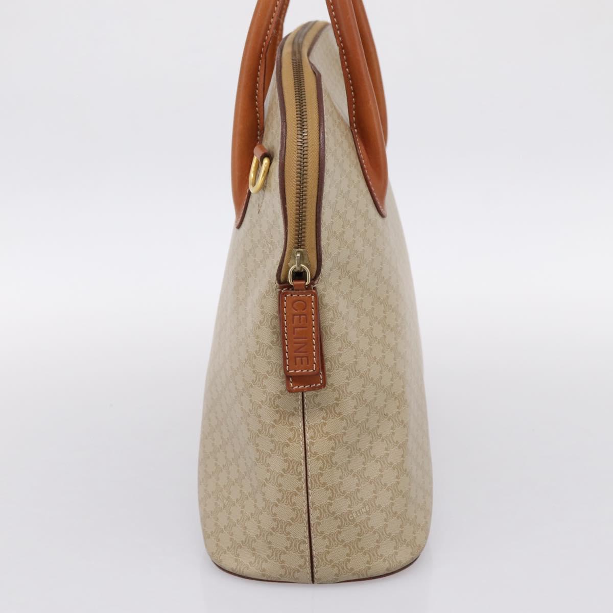 CELINE Macadam Canvas Hand Bag PVC Beige Gold Auth 197827