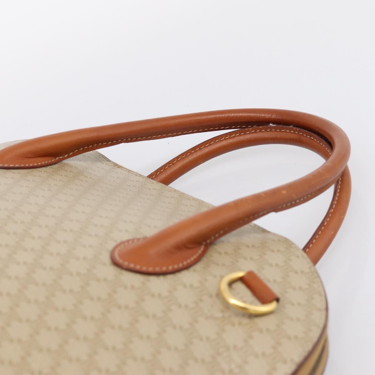 CELINE Macadam Canvas Hand Bag PVC Beige Gold Auth 197827