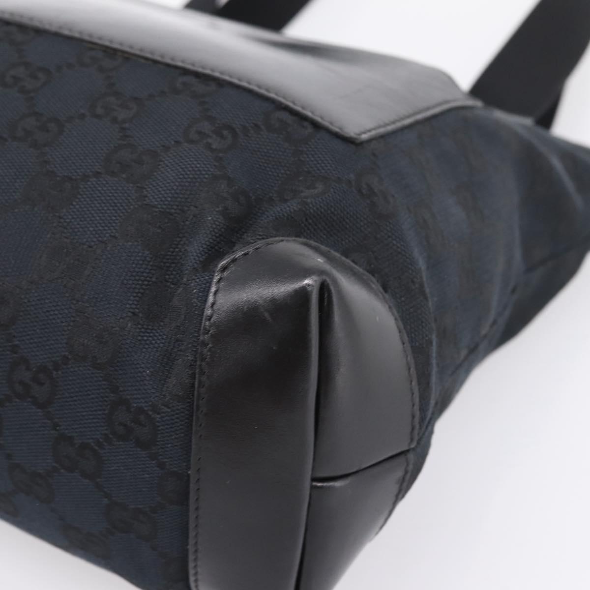 GUCCI GG Canvas Tote Bag Black Silver 019 0402 Auth 197830
