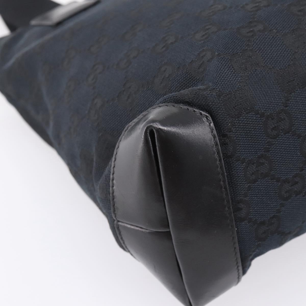 GUCCI GG Canvas Tote Bag Black Silver 019 0402 Auth 197830