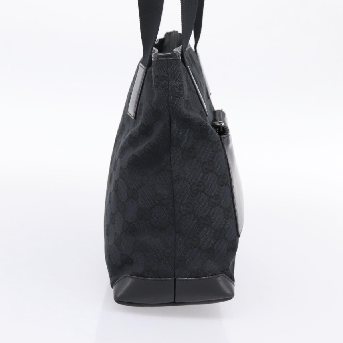GUCCI GG Canvas Tote Bag Black Silver 019 0402 Auth 197830