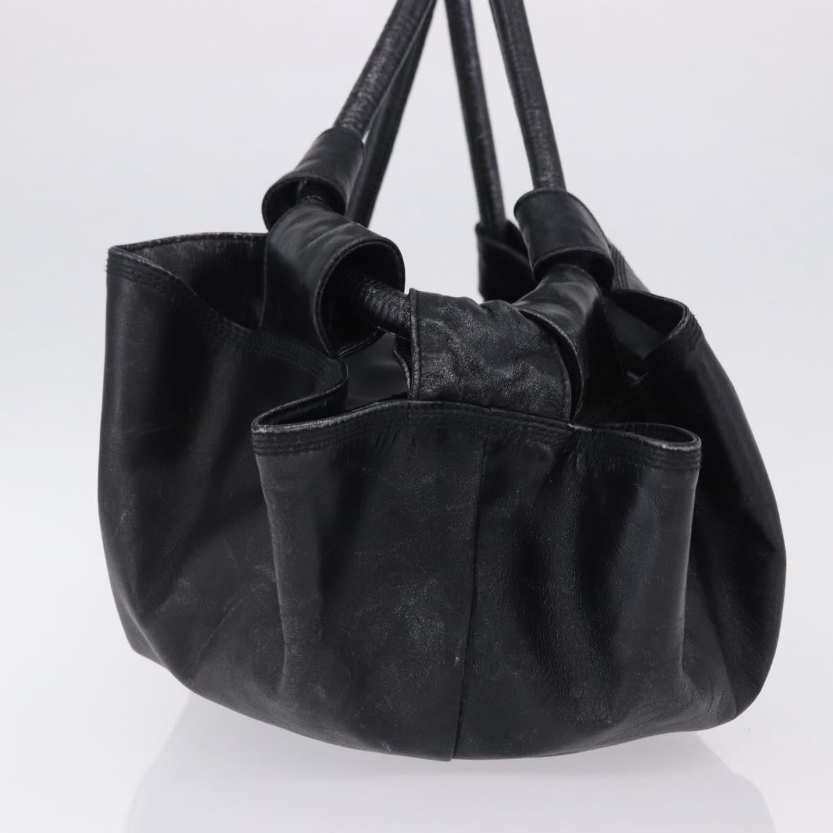 LOEWE Nappa Aire Anagram Hand Bag Leather Black Gold Auth 197831