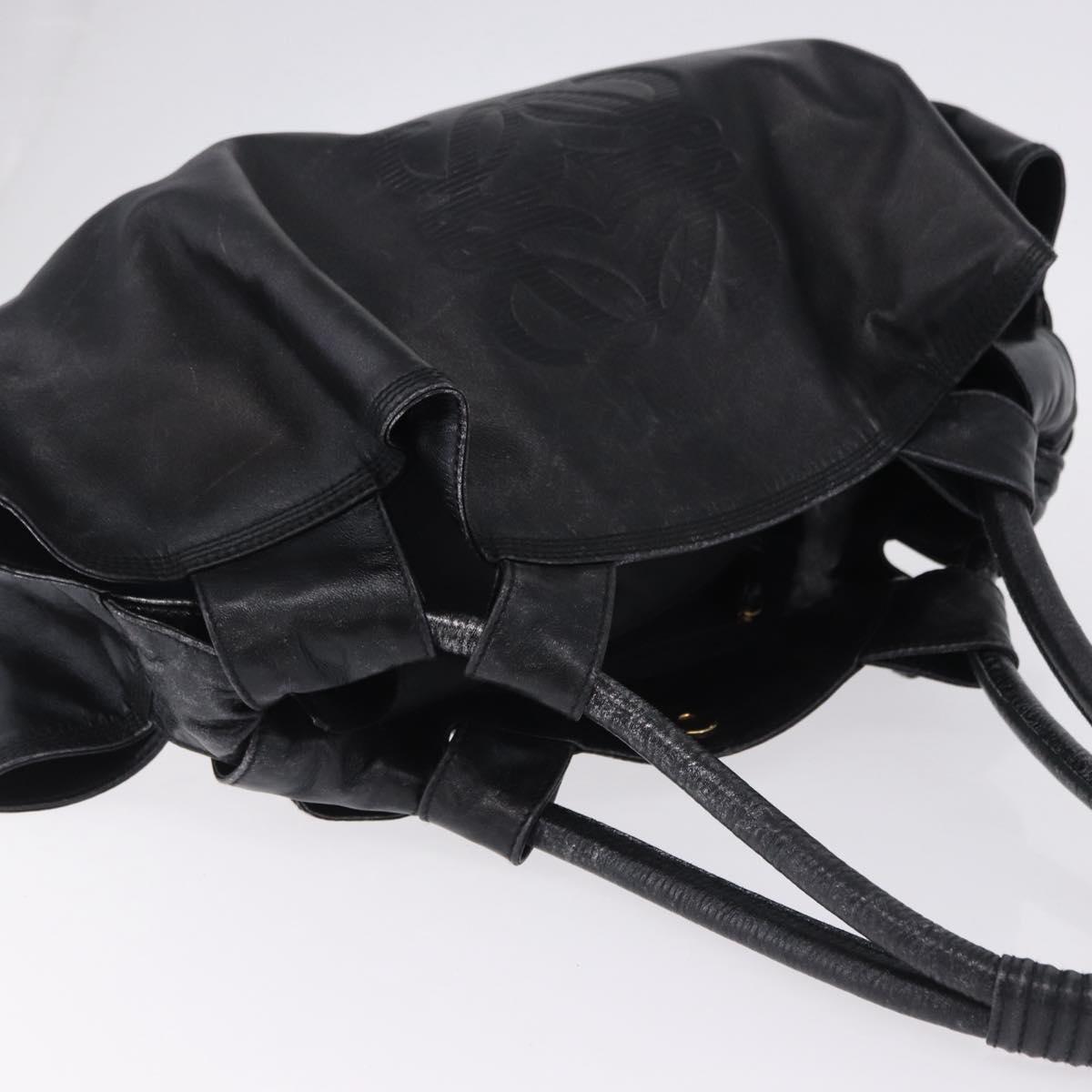 LOEWE Nappa Aire Anagram Hand Bag Leather Black Gold Auth 197831