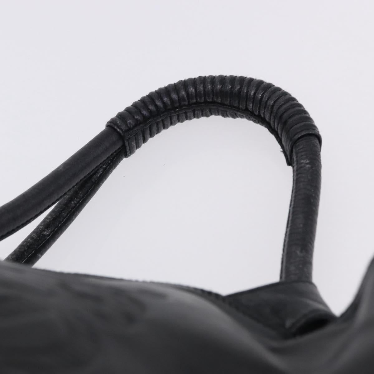 LOEWE Nappa Aire Anagram Hand Bag Leather Black Gold Auth 197831