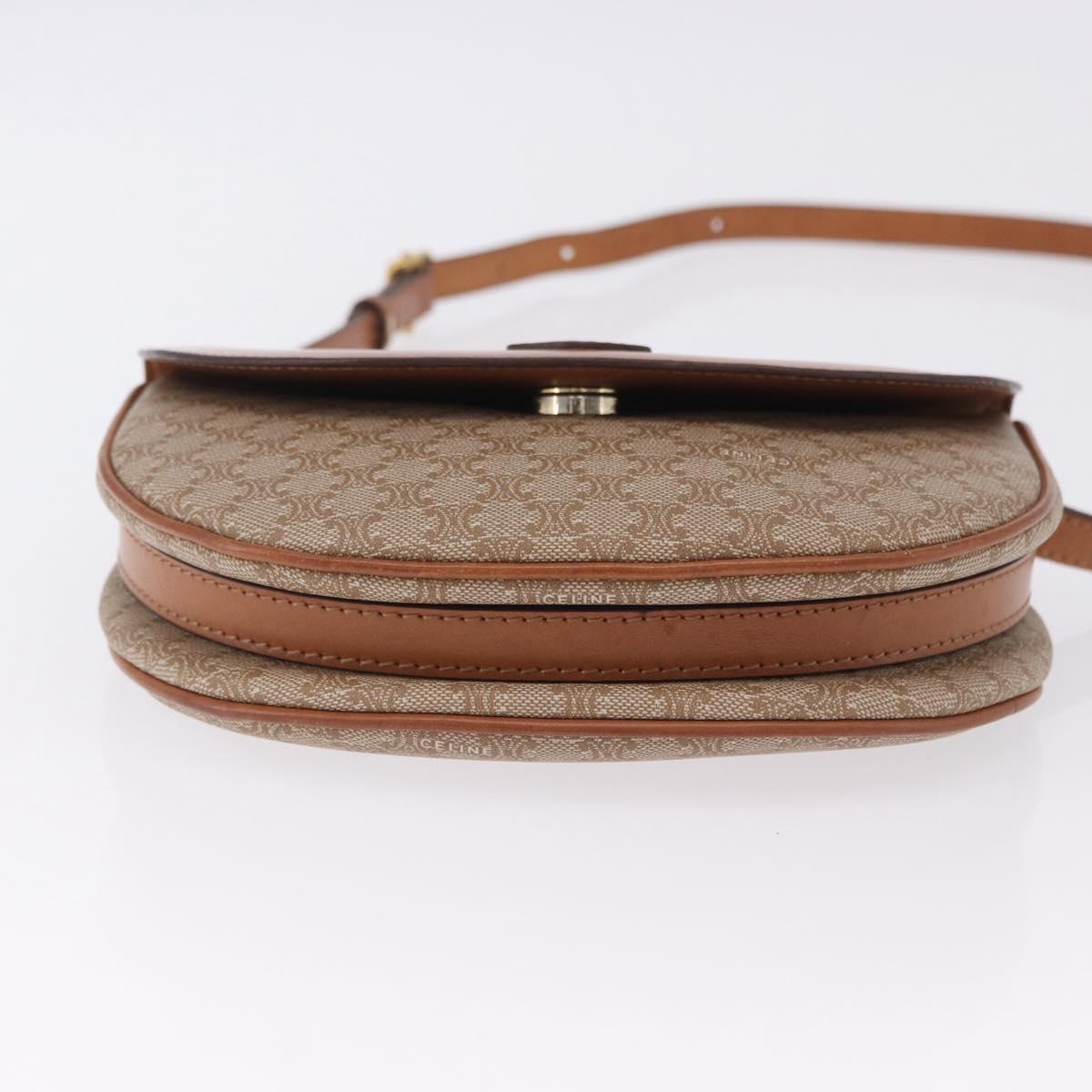 CELINE Macadam Canvas Shoulder Bag PVC Beige Gold Auth 197832A