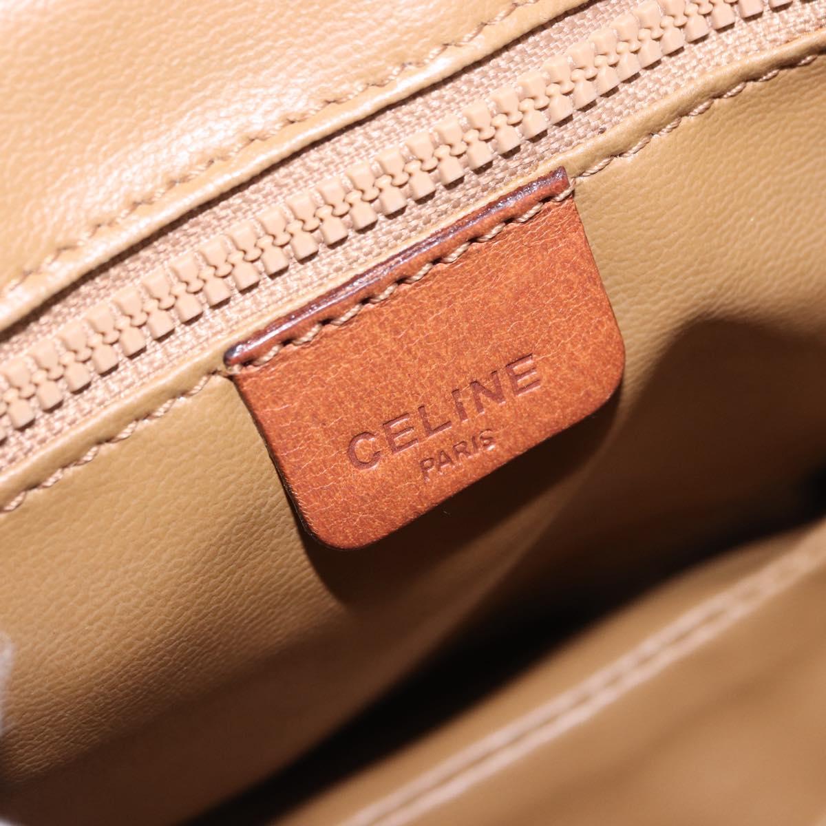 CELINE Macadam Canvas Shoulder Bag PVC Beige Gold Auth 197832A