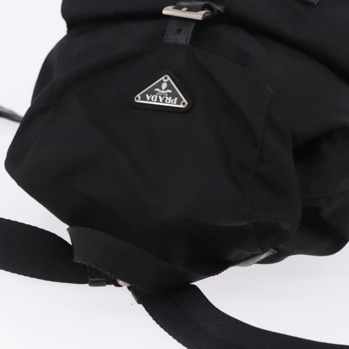 PRADA Backpack Nylon Black Silver Auth 197836V