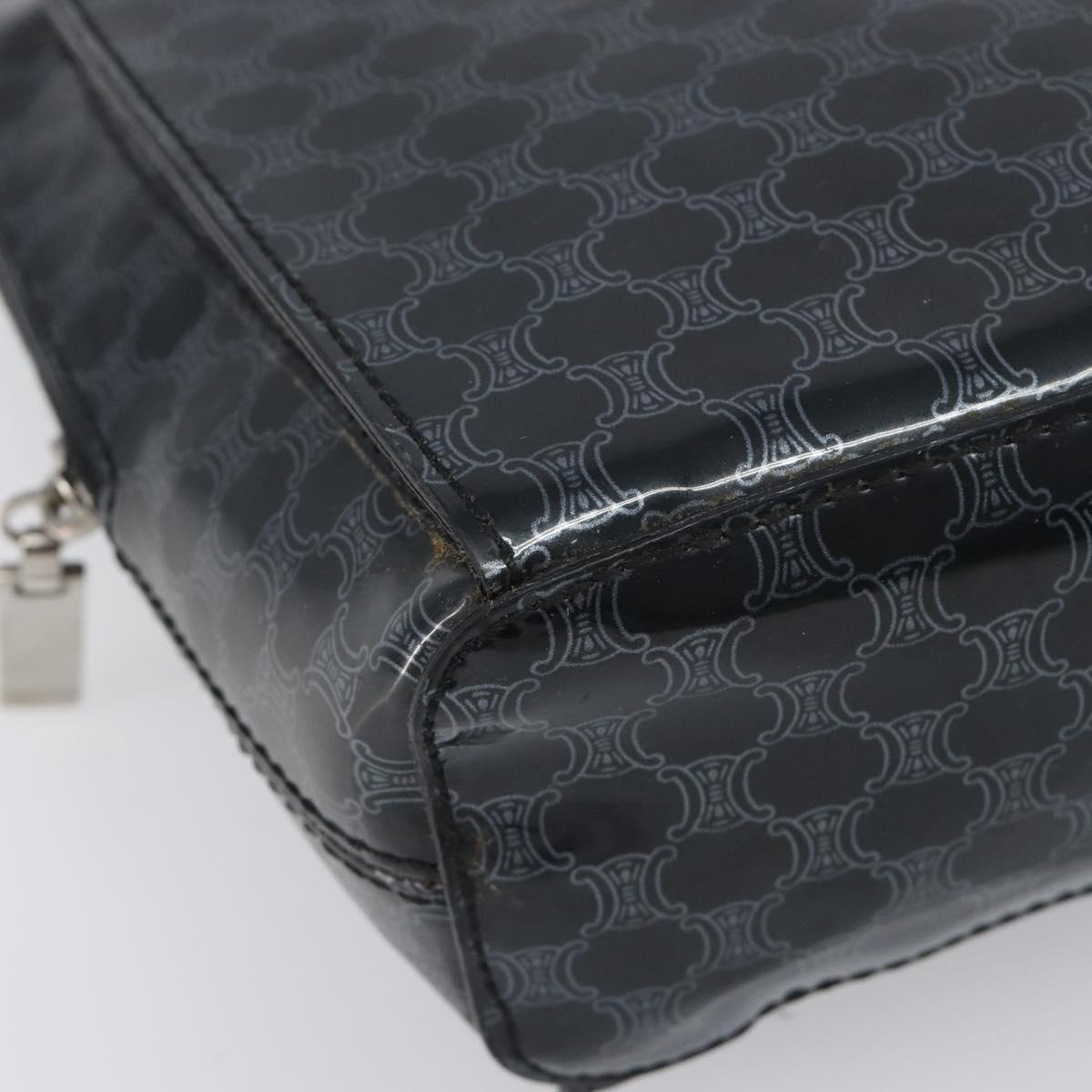 CELINE Macadam Canvas Backpack Vinyl Black Silver Auth 197837