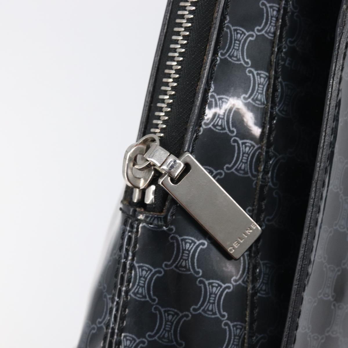 CELINE Macadam Canvas Backpack Vinyl Black Silver Auth 197837