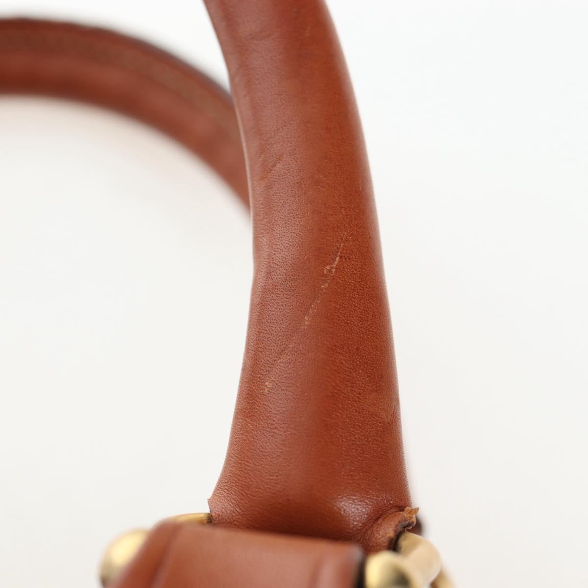 CELINE Macadam Canvas Boston Bag PVC Leather Brown Gold Auth 197843V