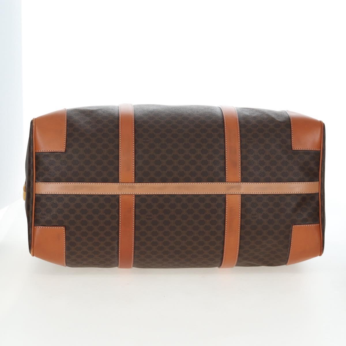 CELINE Macadam Canvas Boston Bag PVC Leather Brown Gold Auth 197843V
