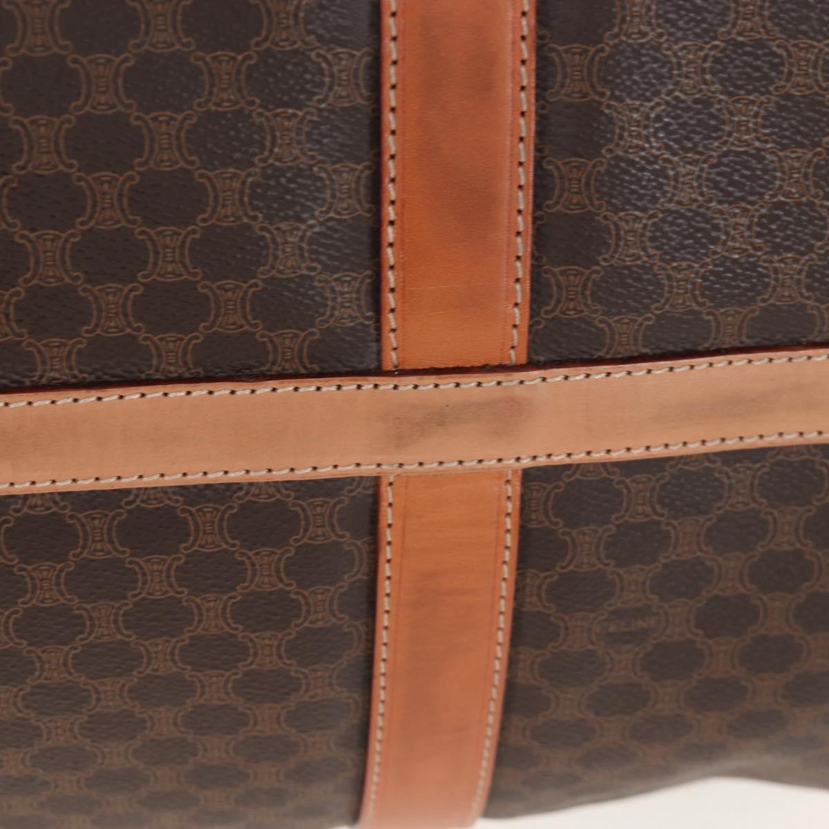 CELINE Macadam Canvas Boston Bag PVC Leather Brown Gold Auth 197843V