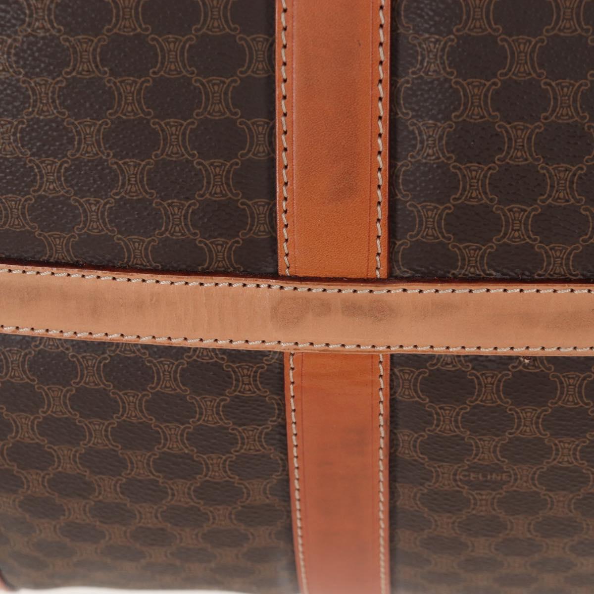 CELINE Macadam Canvas Boston Bag PVC Leather Brown Gold Auth 197843V