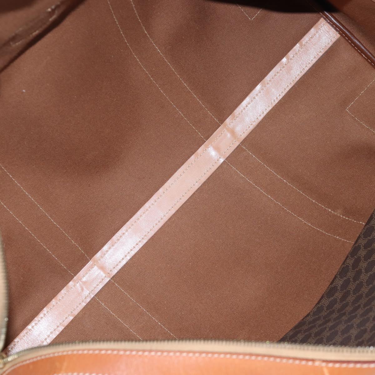 CELINE Macadam Canvas Boston Bag PVC Leather Brown Gold Auth 197843V