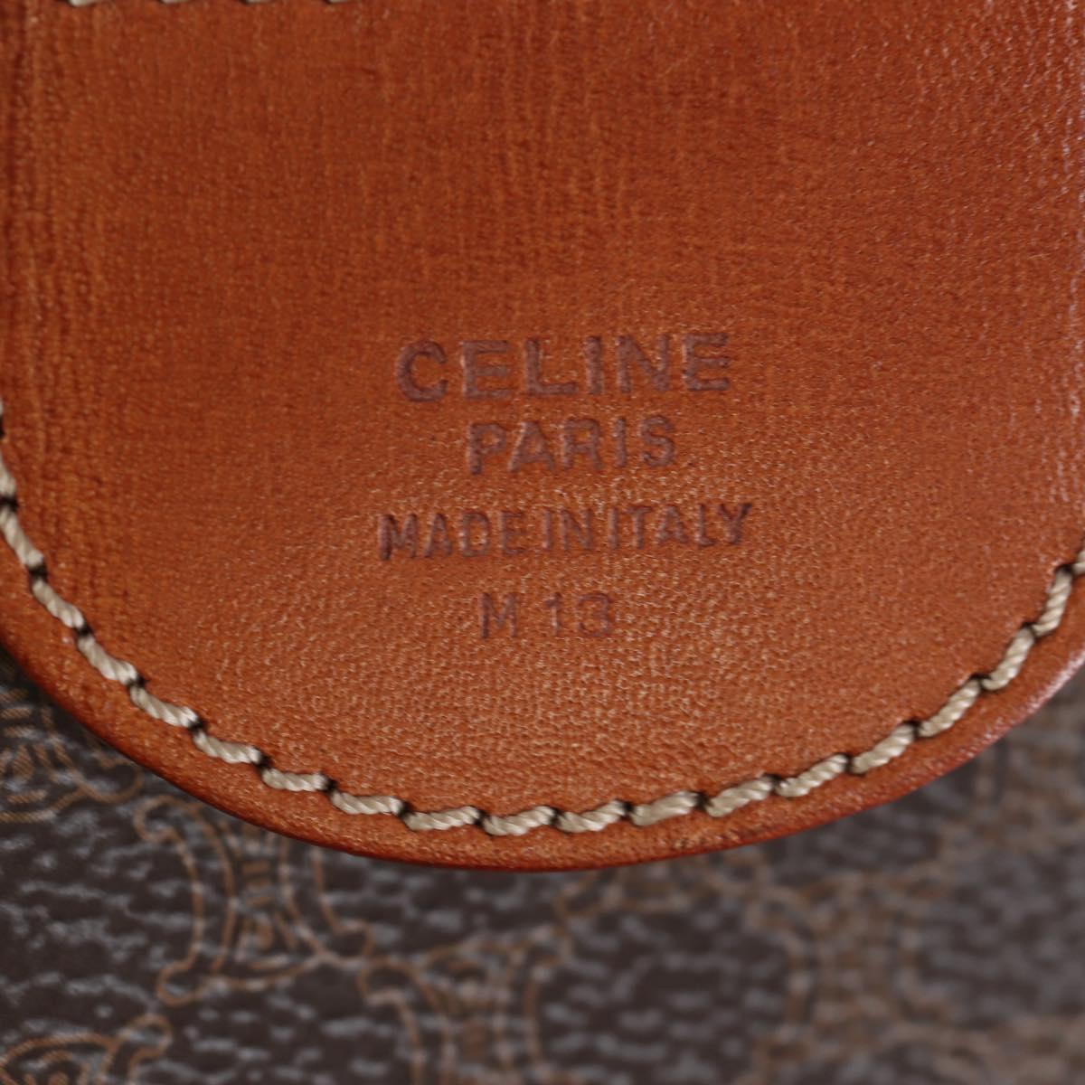 CELINE Macadam Canvas Boston Bag PVC Leather Brown Gold Auth 197843V