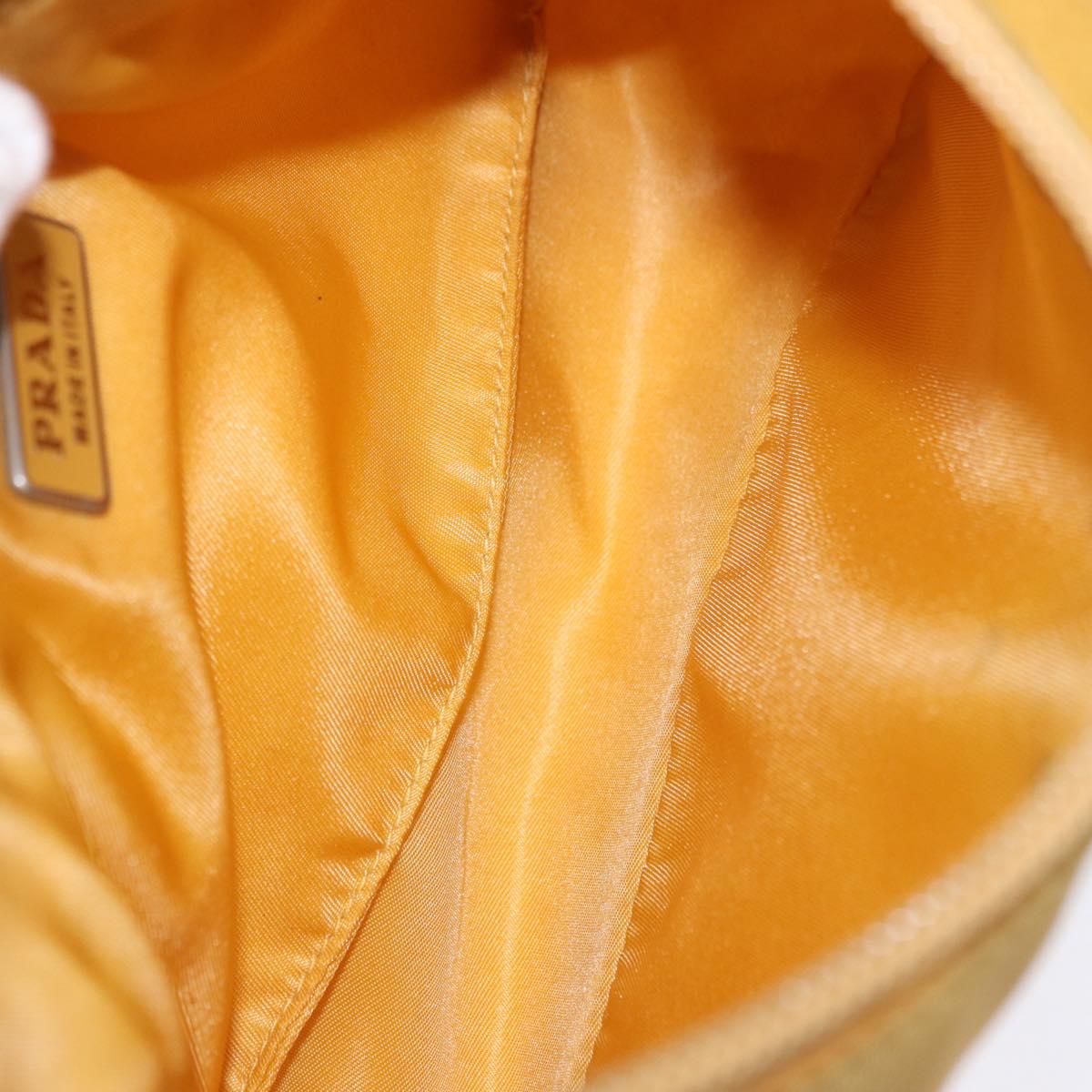 PRADA Hand Pouch Nylon Yellow Silver Auth 197846