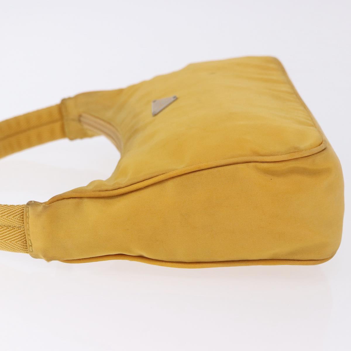 PRADA Hand Pouch Nylon Yellow Silver Auth 197846
