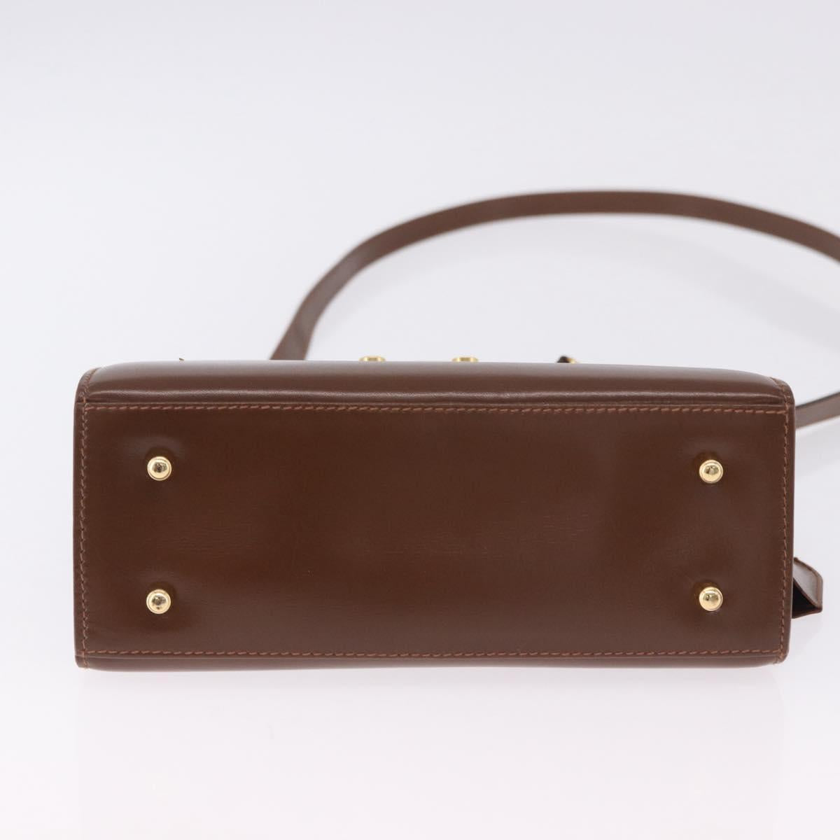 GUCCI Hand Bag Leather 2way Brown Gold 000 2110 Auth 197847V
