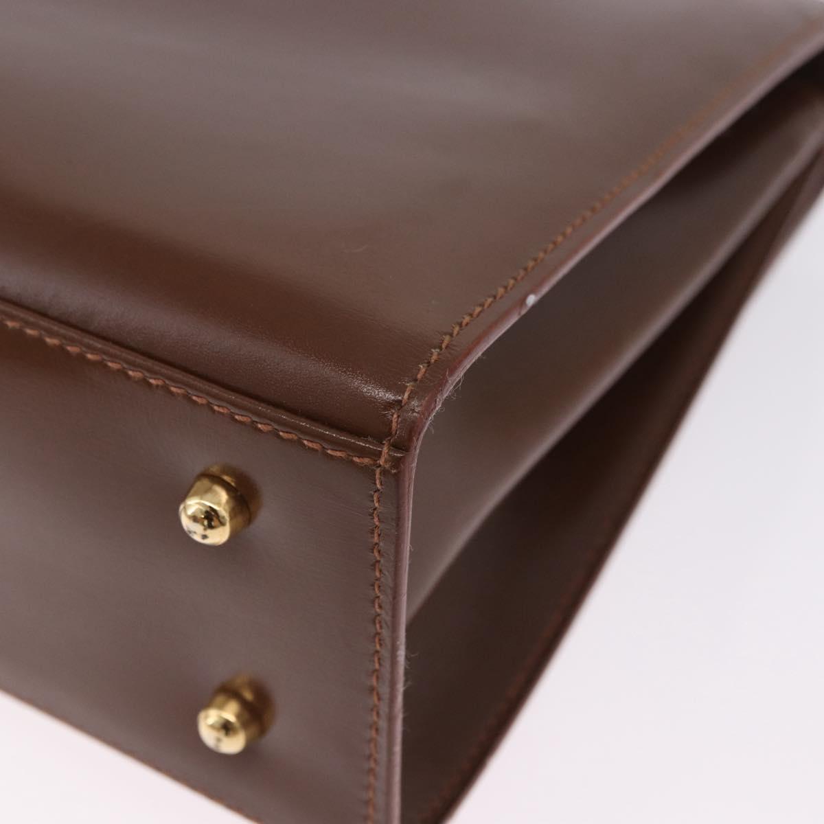 GUCCI Hand Bag Leather 2way Brown Gold 000 2110 Auth 197847V