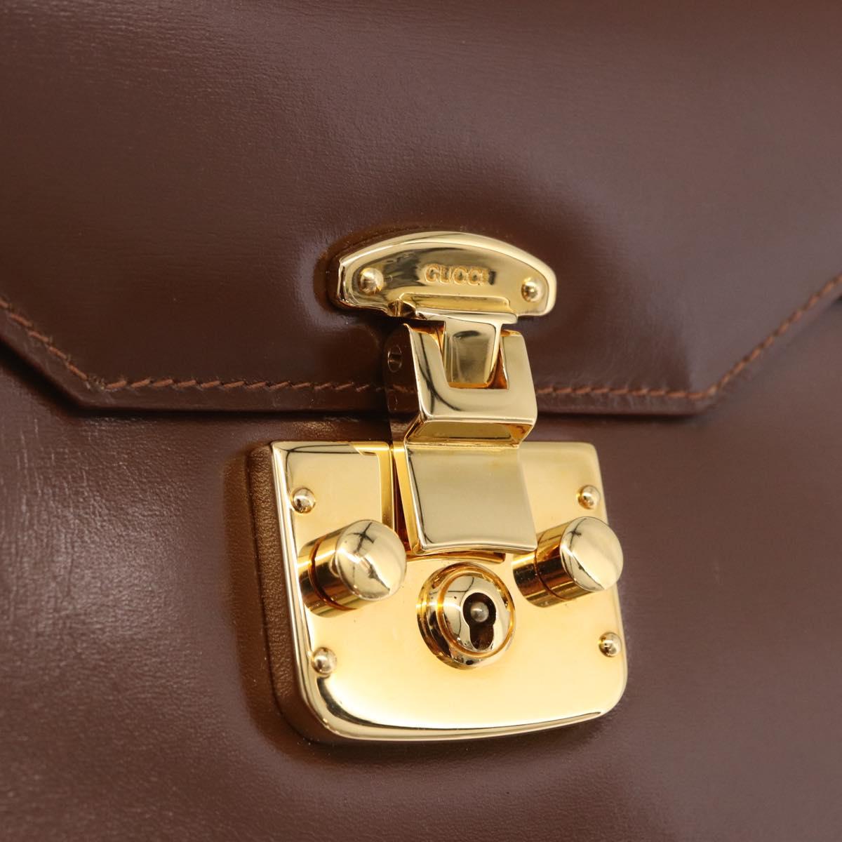 GUCCI Hand Bag Leather 2way Brown Gold 000 2110 Auth 197847V