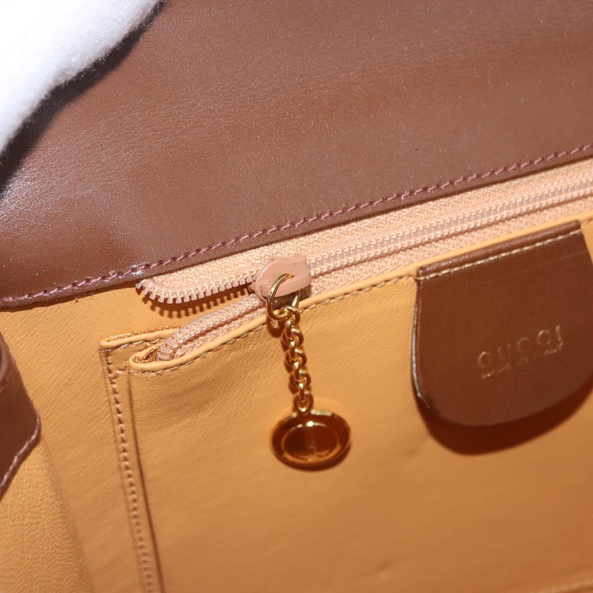 GUCCI Hand Bag Leather 2way Brown Gold 000 2110 Auth 197847V