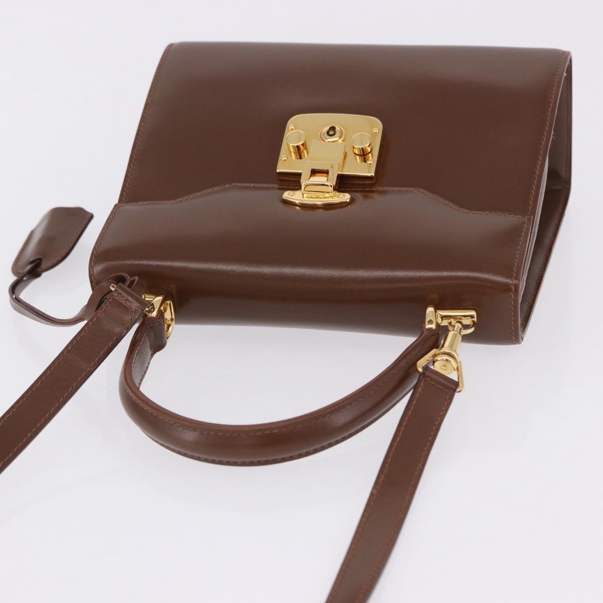 GUCCI Hand Bag Leather 2way Brown Gold 000 2110 Auth 197847V
