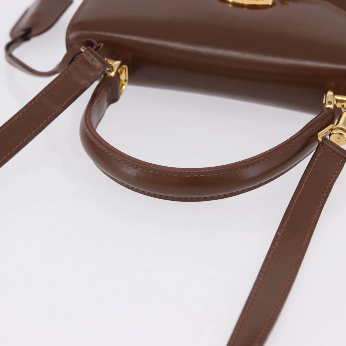 GUCCI Hand Bag Leather 2way Brown Gold 000 2110 Auth 197847V