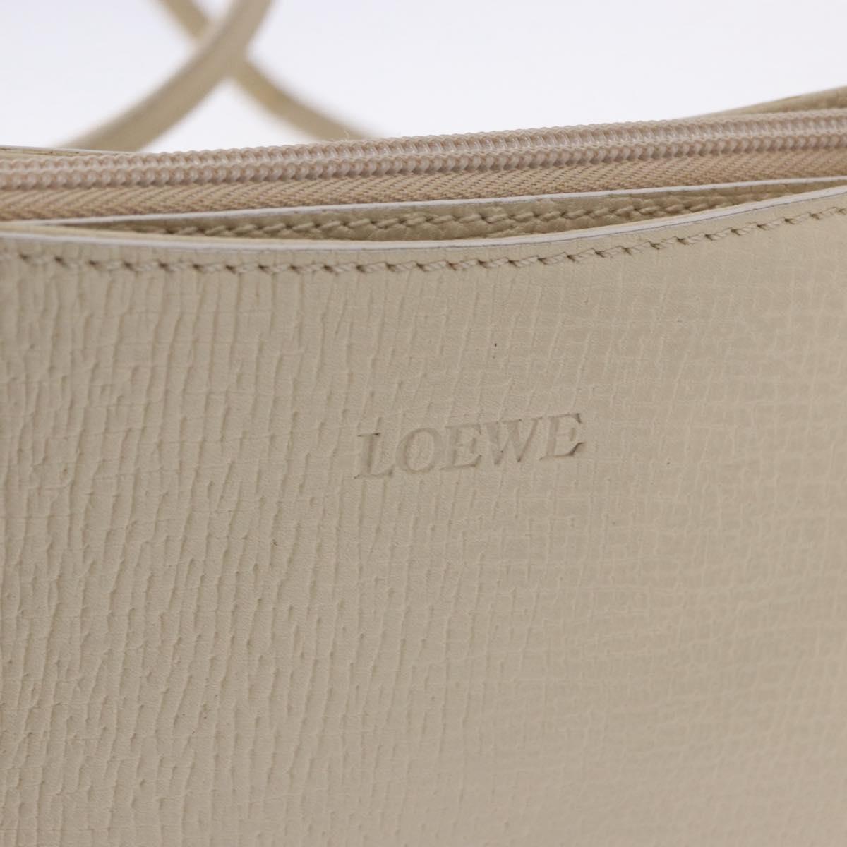 LOEWE Shoulder Bag Leather Ivory Gold Auth 197848
