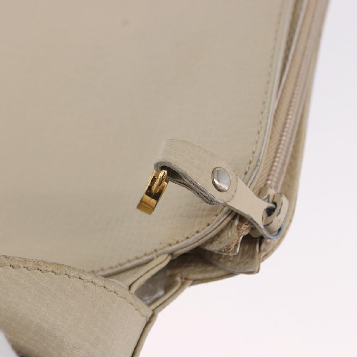 LOEWE Shoulder Bag Leather Ivory Gold Auth 197848