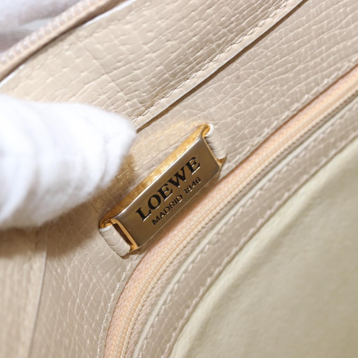 LOEWE Shoulder Bag Leather Ivory Gold Auth 197848