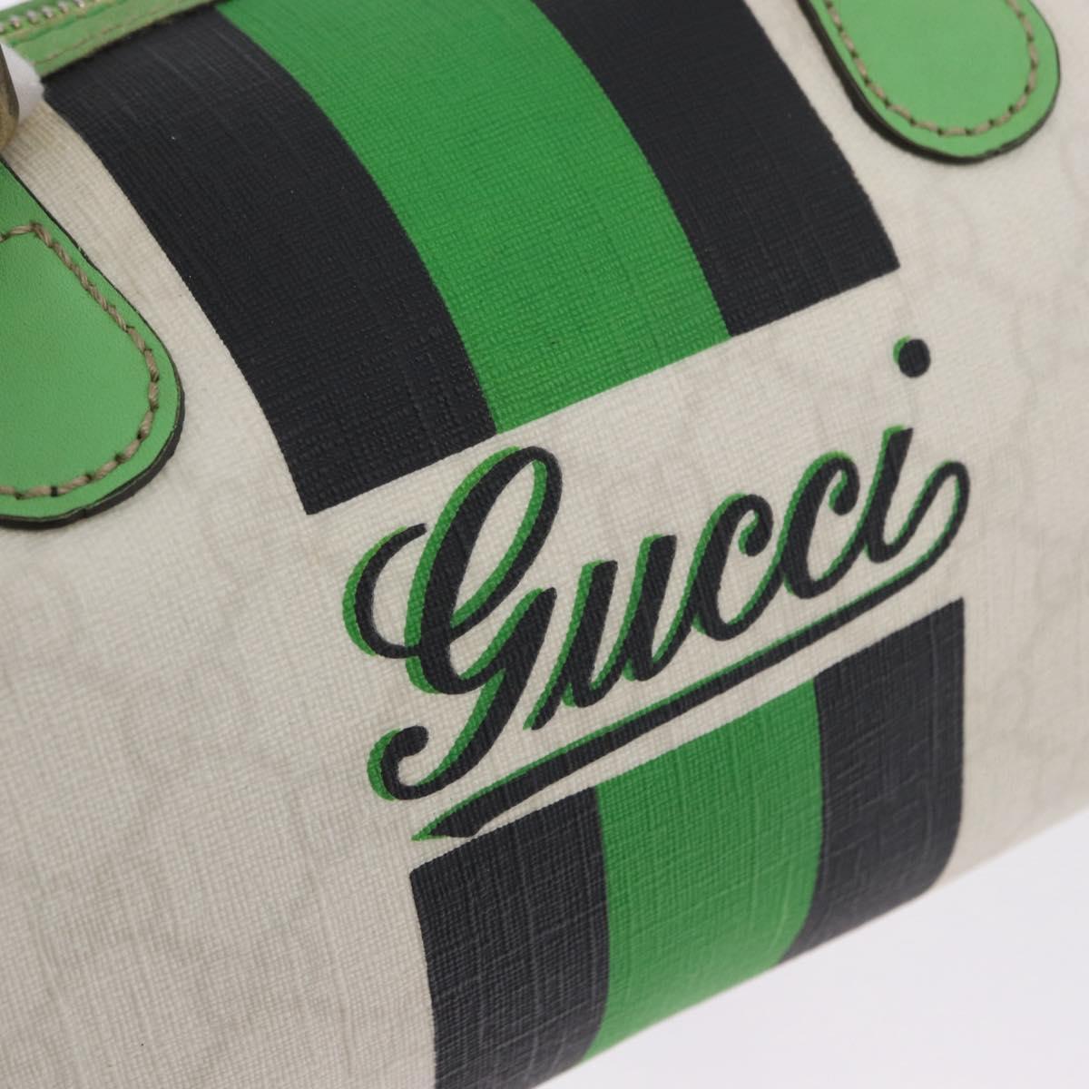 GUCCI GG Supreme Sherry Line Boston Bag PVC White Gold 190257 Auth 197849A