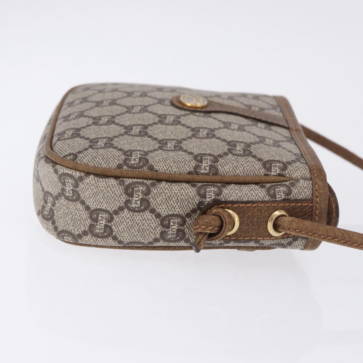 GUCCI GG Plus Supreme Shoulder Bag PVC Beige Gold Auth 197850