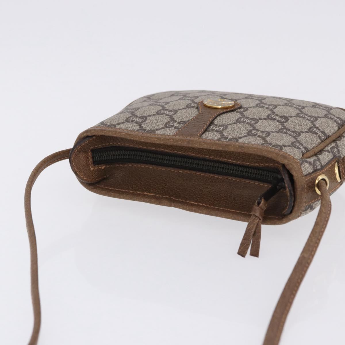 GUCCI GG Plus Supreme Shoulder Bag PVC Beige Gold Auth 197850