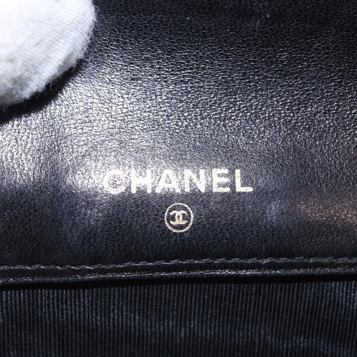 CHANEL Bicolore Bifold Wallet Lamb Skin Black Gold CC Auth 197854V